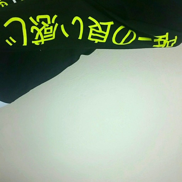 T-Shirt Los Angelos graphic print long sleeve black good vibes kanji - Picture 3 of 4